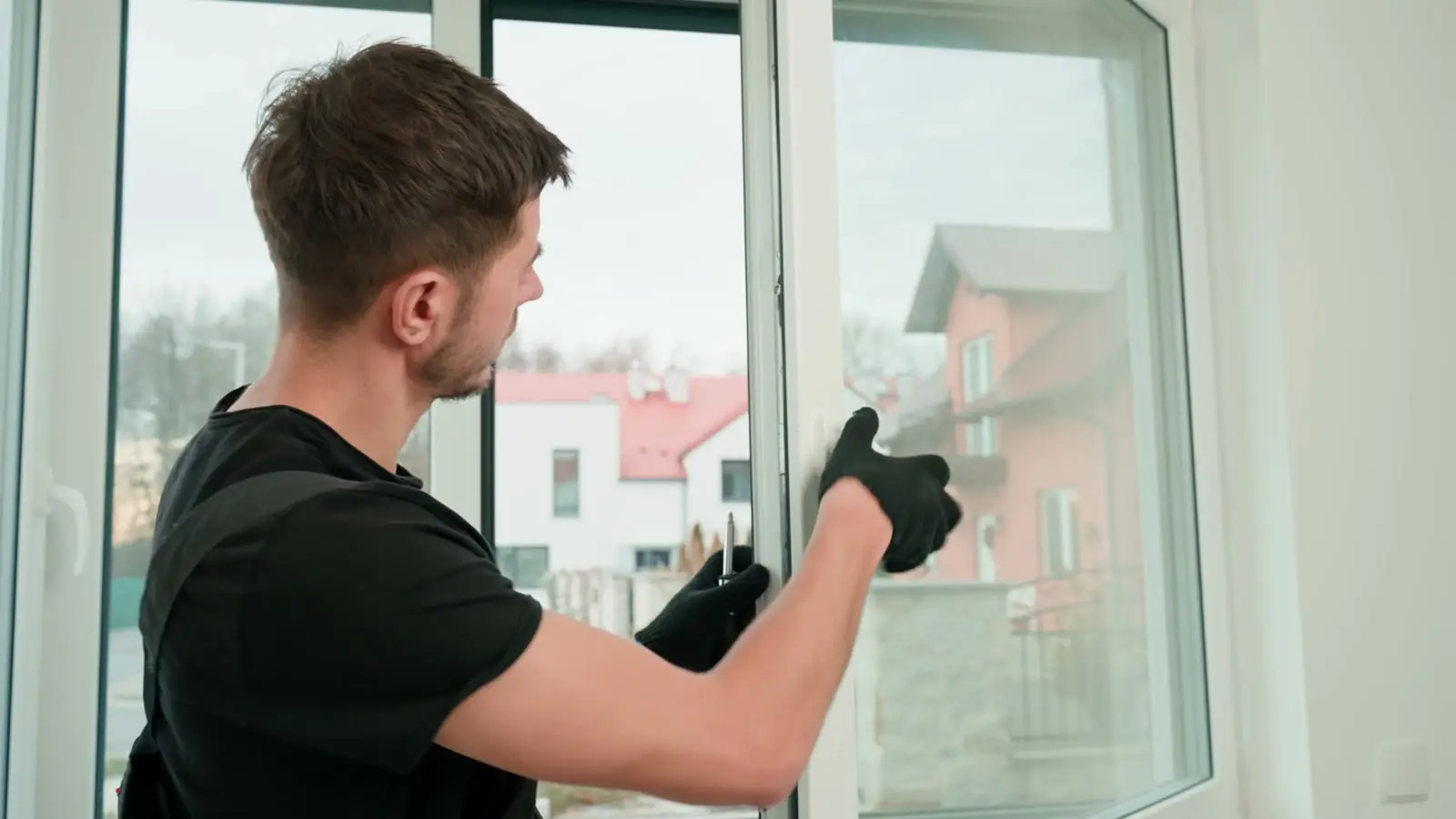 Fehér ablak és kilincs természetes fényben
